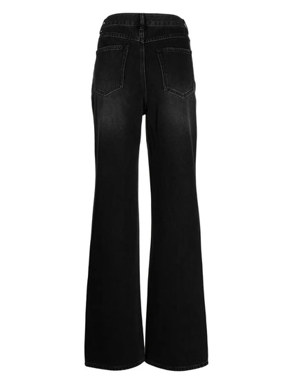 Ripped High-Rise Straight-Leg Jeans