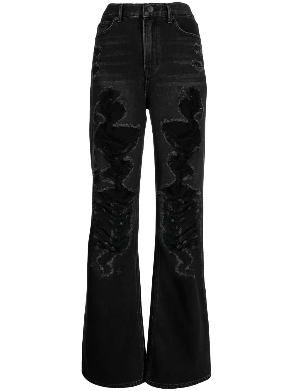 Ripped High-Rise Straight-Leg Jeans
