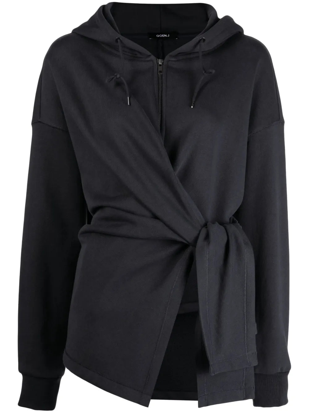 Knotted-Detail Zip-Up Hoodie