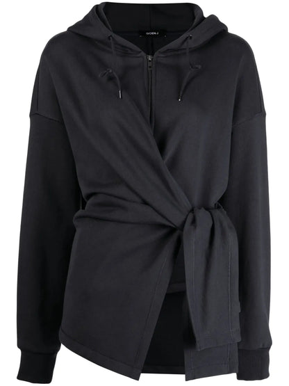 Knotted-Detail Zip-Up Hoodie