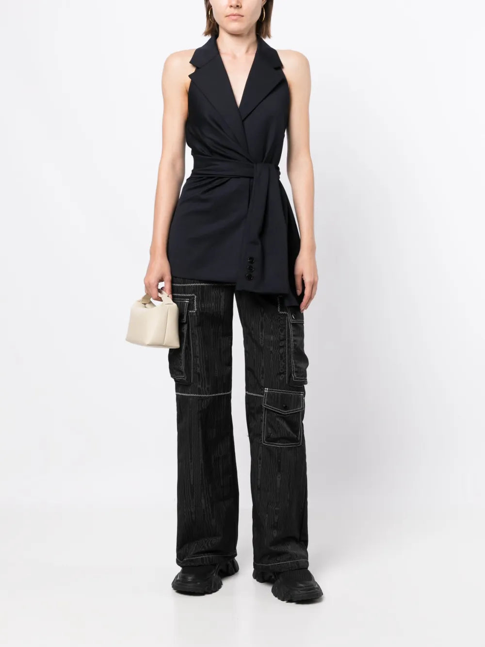 Knotted-Detail Sleeveless Blazer