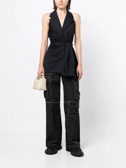 Knotted-Detail Sleeveless Blazer
