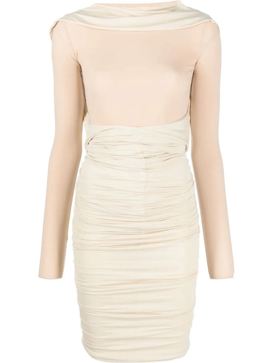 Long-Sleeve Ruched Dress