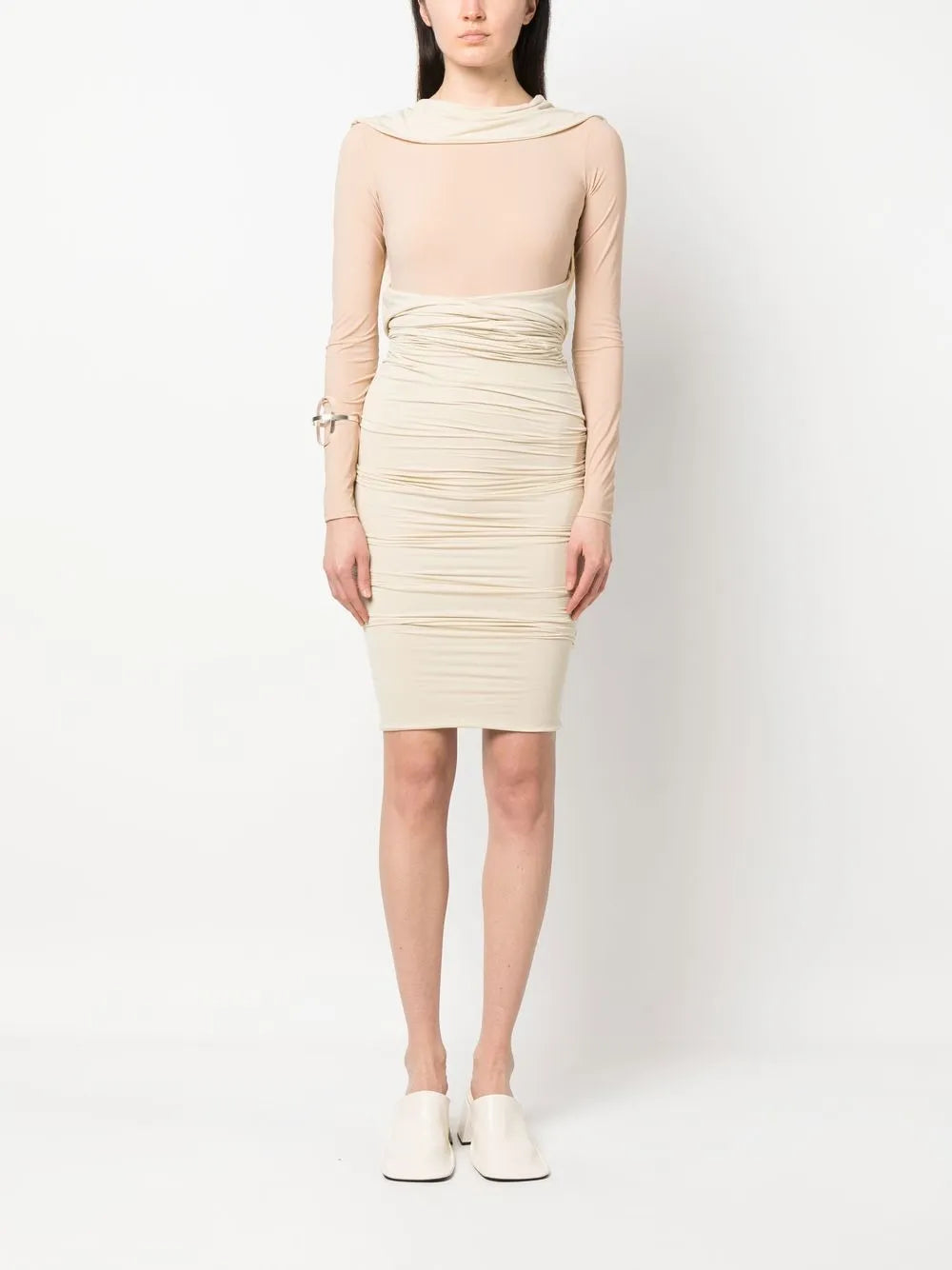 Long-Sleeve Ruched Dress