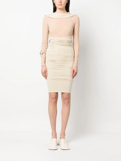 Long-Sleeve Ruched Dress