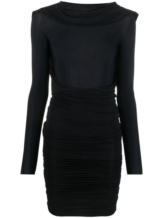 Long-Sleeve Ruched Dress