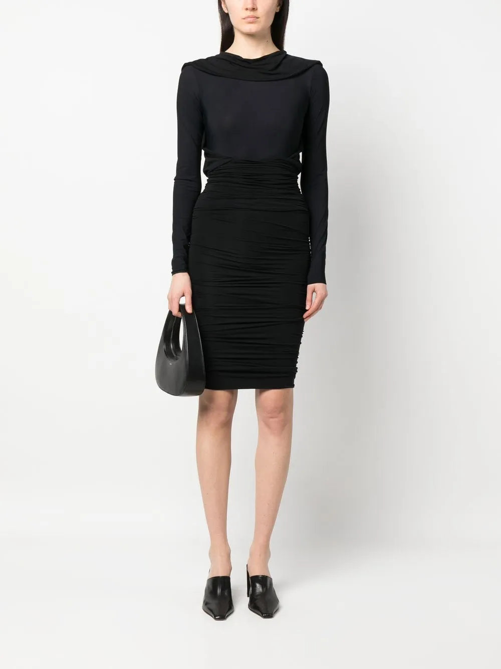 Long-Sleeve Ruched Dress