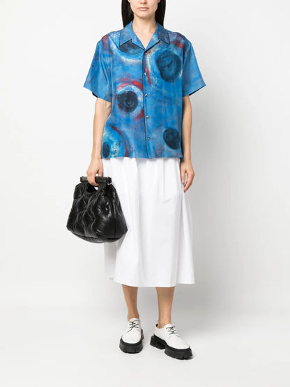 Abstract-Print Silk Shirt