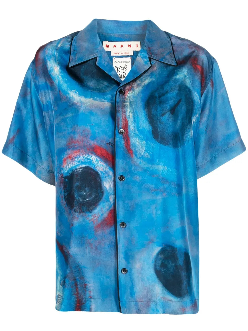 Abstract-Print Silk Shirt