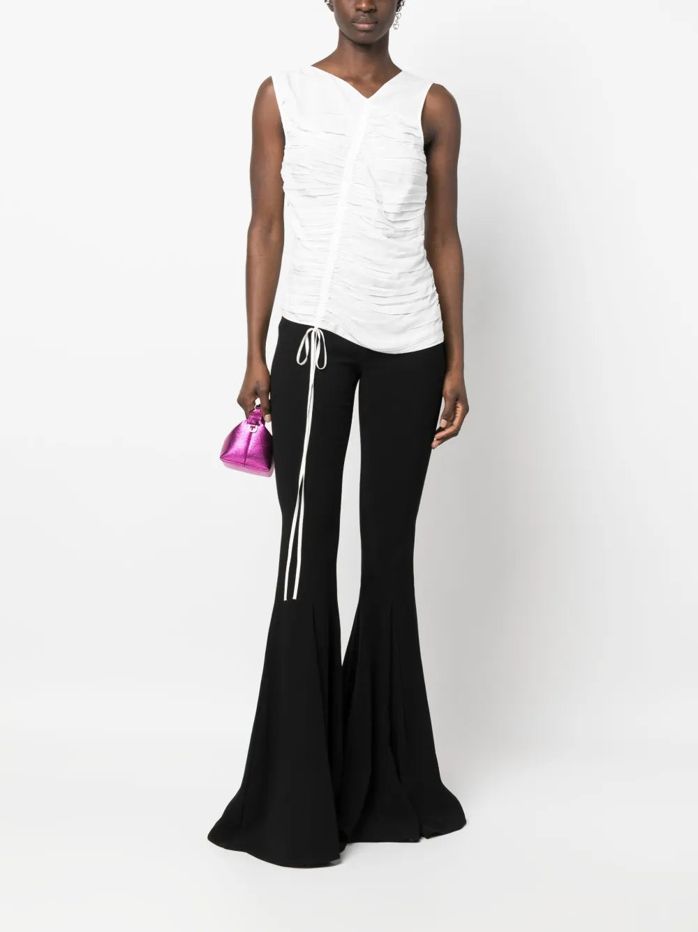 Ruched-Detail Sleeveless Blouse