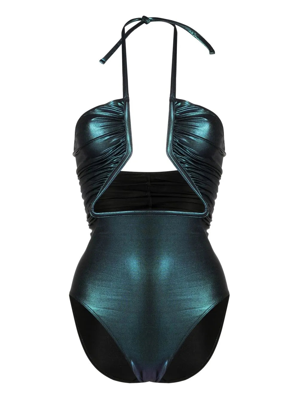 Iridescent-Effect Cut-Out Swimsuit