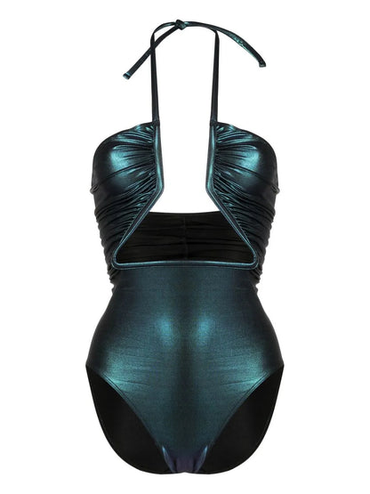 Iridescent-Effect Cut-Out Swimsuit
