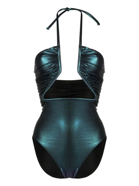 Iridescent-Effect Cut-Out Swimsuit