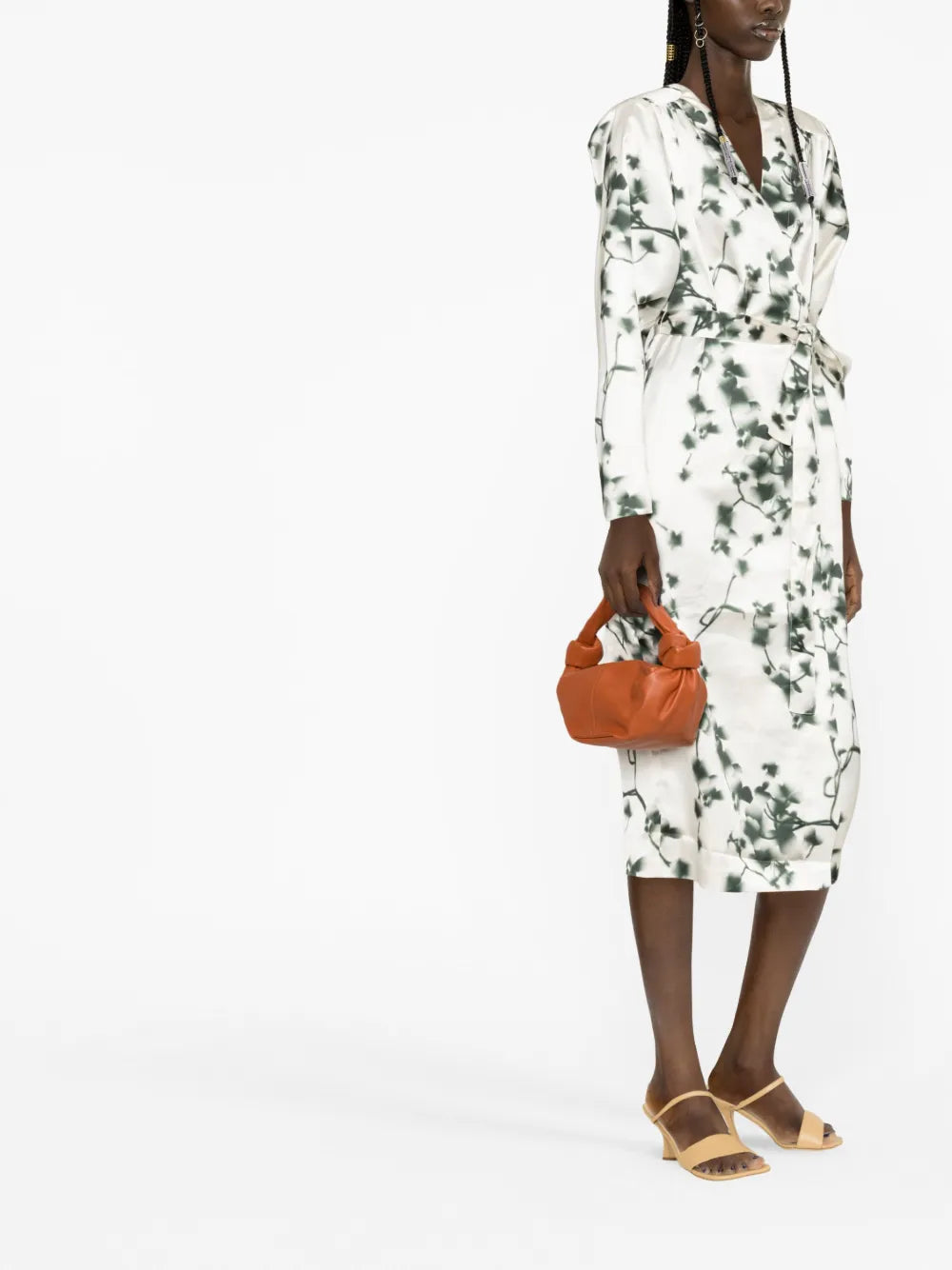 Abstract Floral-Print Midi Dress