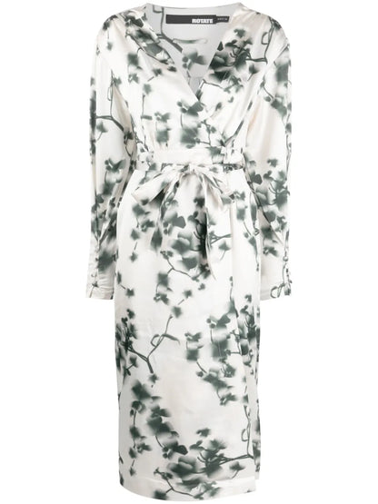Abstract Floral-Print Midi Dress