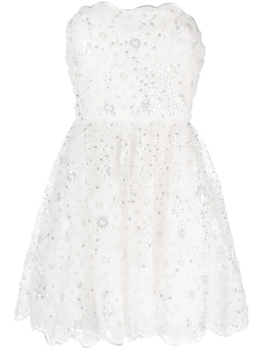 Bead-Embellished Strapless Minidress