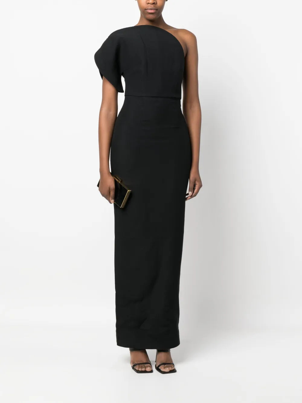Asymmetric Silk-Wool Maxi Dress