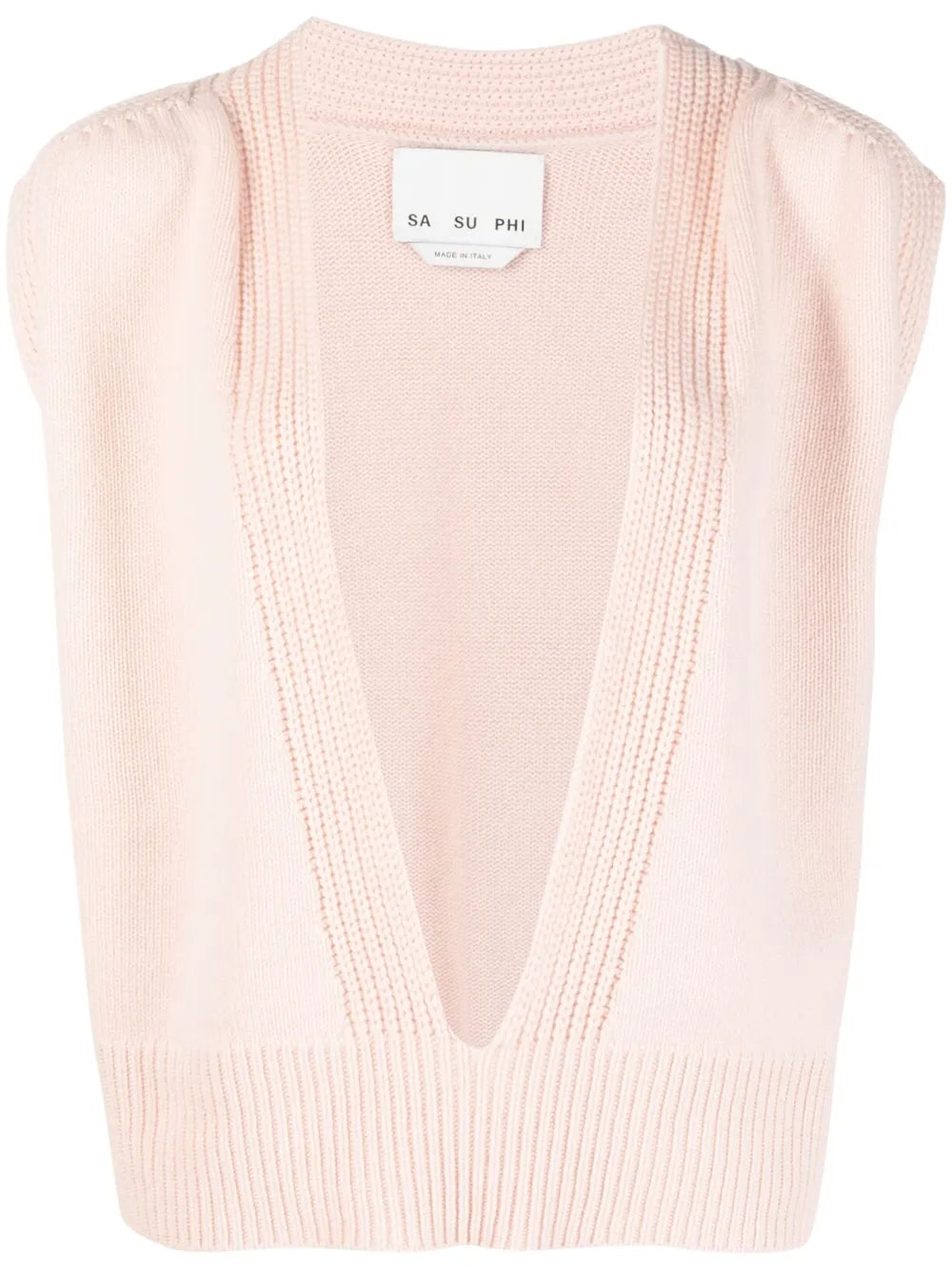 Plunging V-Neck Cashmere Top