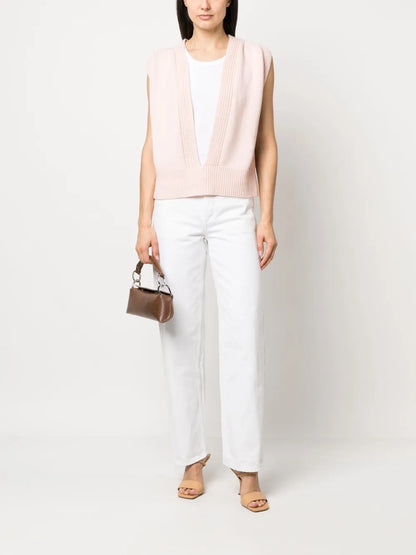 Plunging V-Neck Cashmere Top