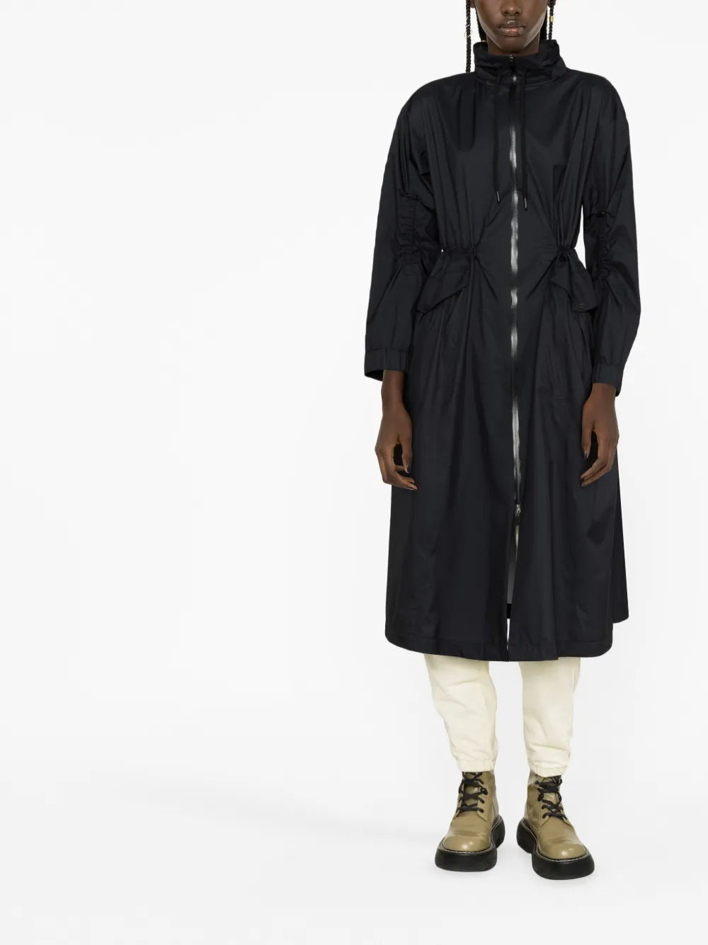 Drawstring-Waist Trench Coat
