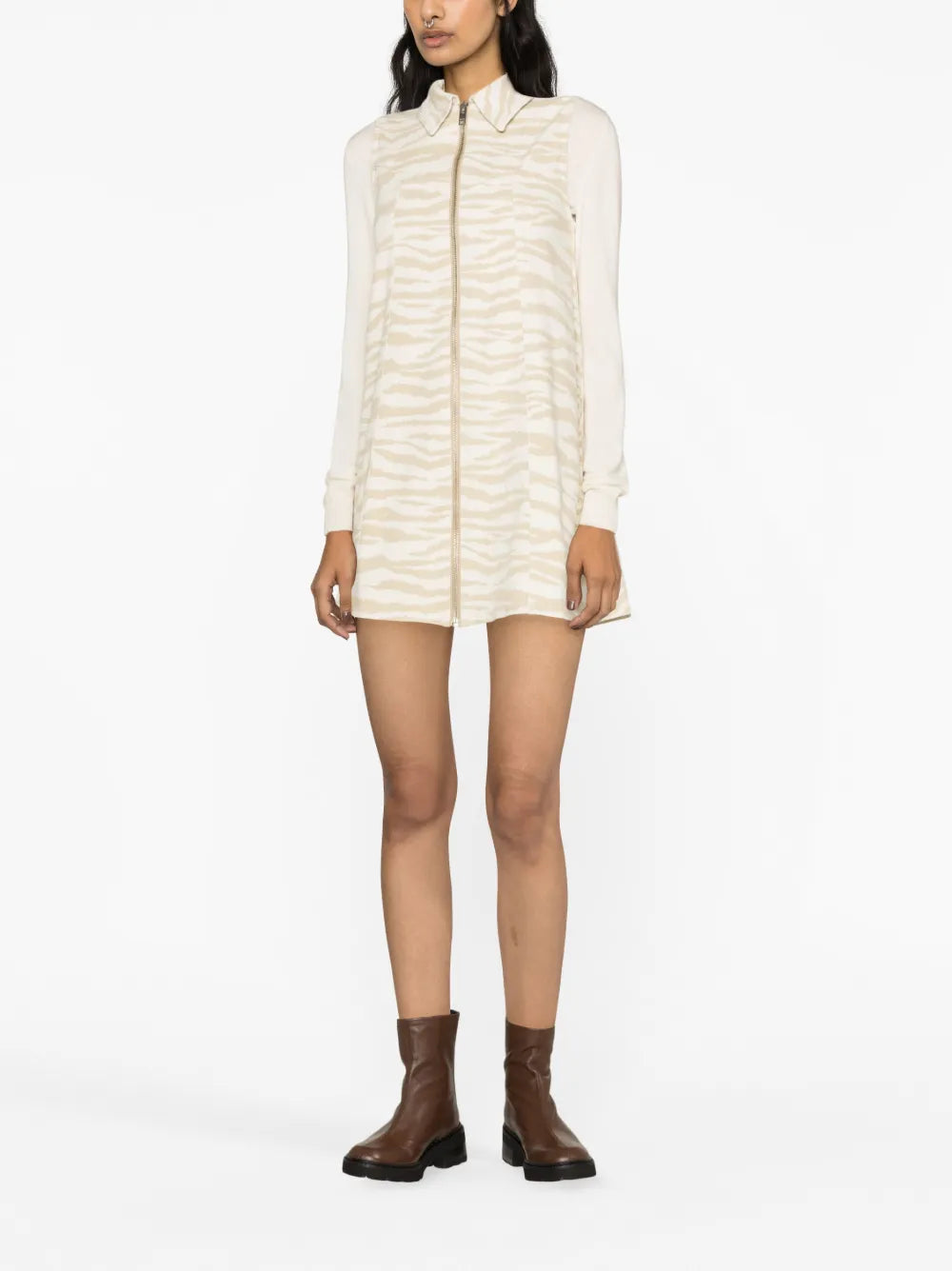 Zebra-Print Denim Minidress