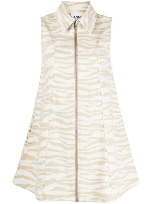Zebra-Print Denim Minidress