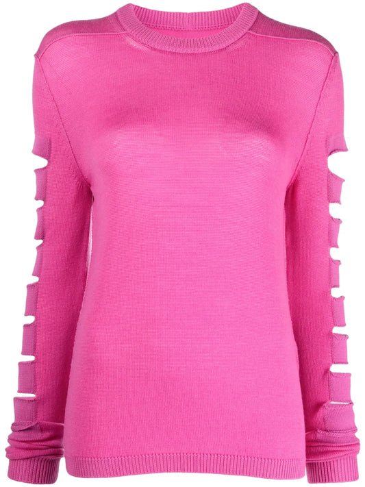 Ribbed-Trim Cut-Out Jumper