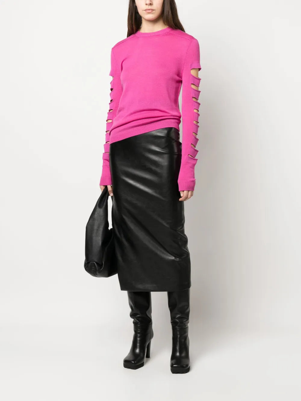 Ribbed-Trim Cut-Out Jumper
