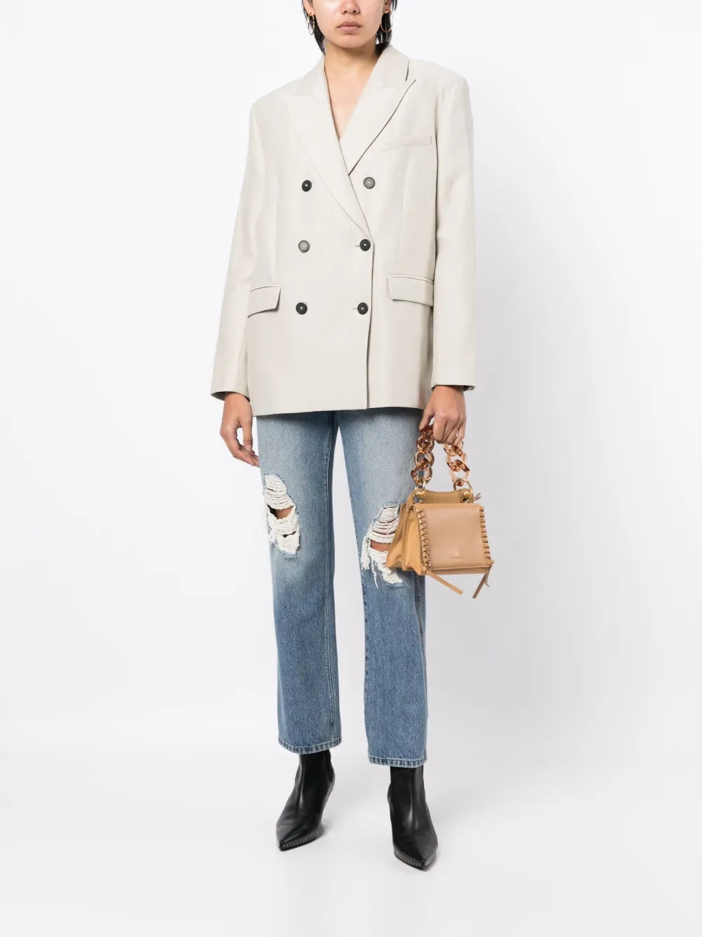 Double-Breasted Cotton Blazer