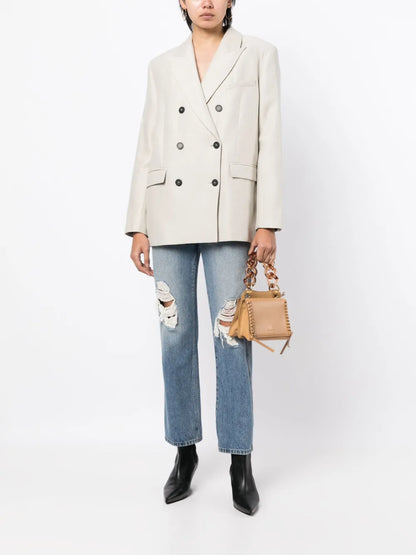 Double-Breasted Cotton Blazer