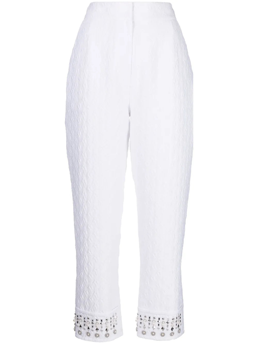 Embroidered-Pearl Cropped Trousers