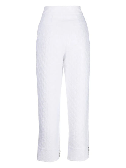 Embroidered-Pearl Cropped Trousers