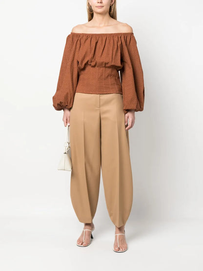 Off-Shoulder Long-Sleeved Blouse