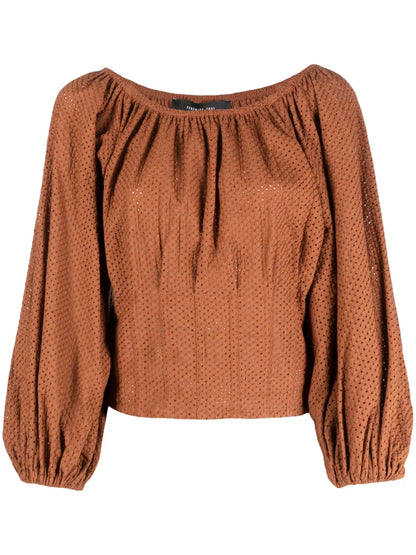 Off-Shoulder Long-Sleeved Blouse
