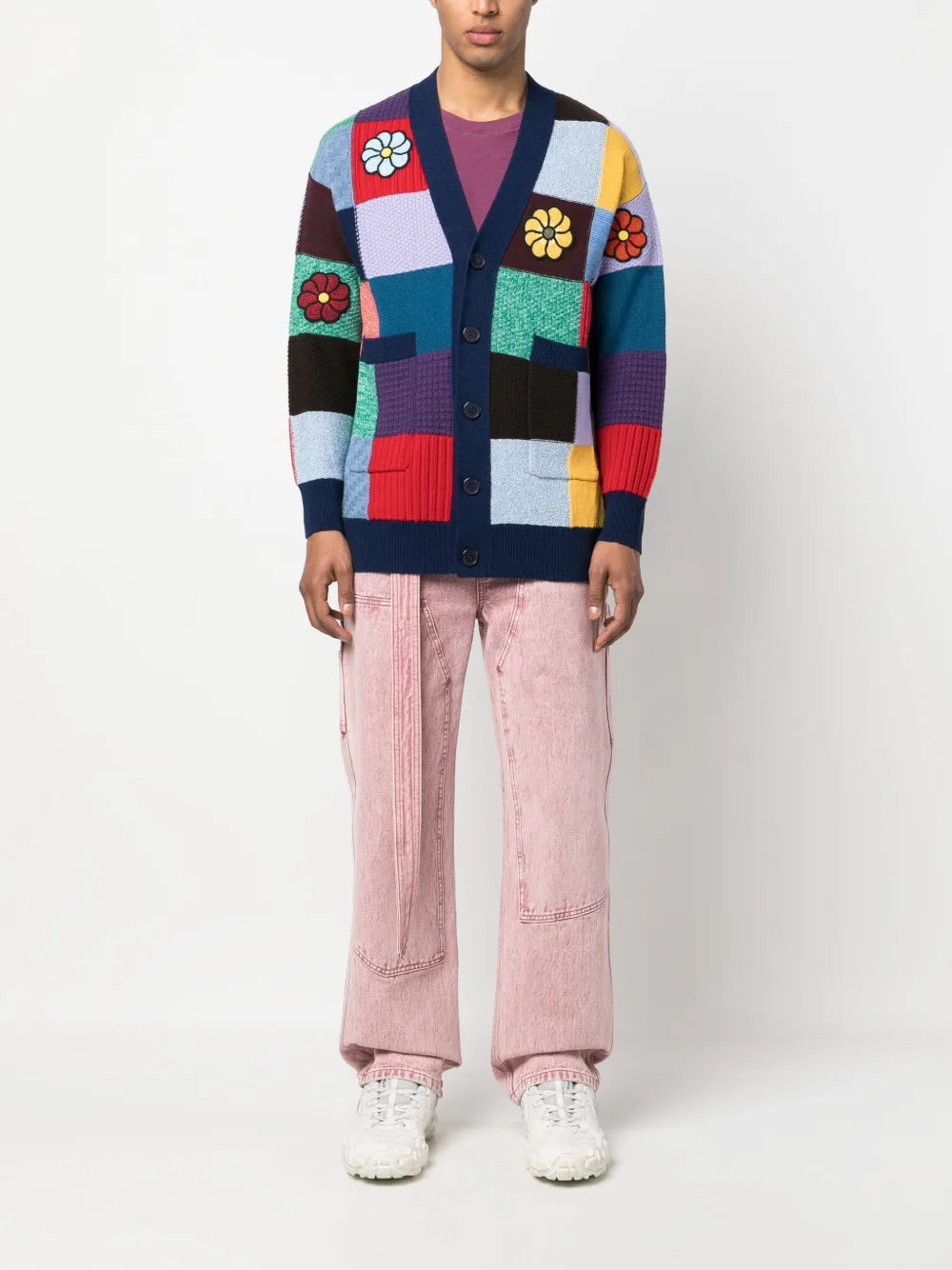 Patchwork-Design Crochet Cardigan
