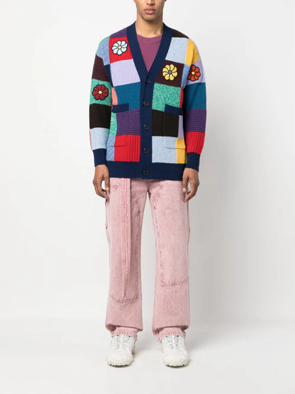Patchwork-Design Crochet Cardigan