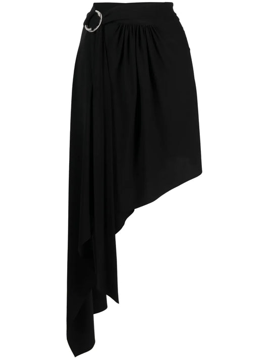 Ring-Detail Belted Asymmetric Skirt