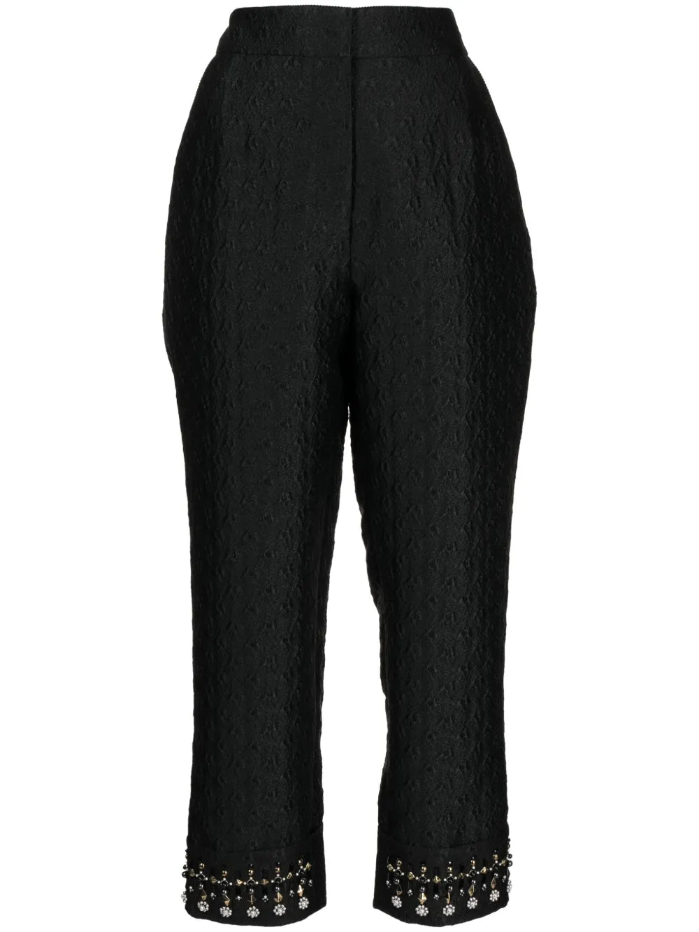 Embroidered-Pearl Cropped Trousers