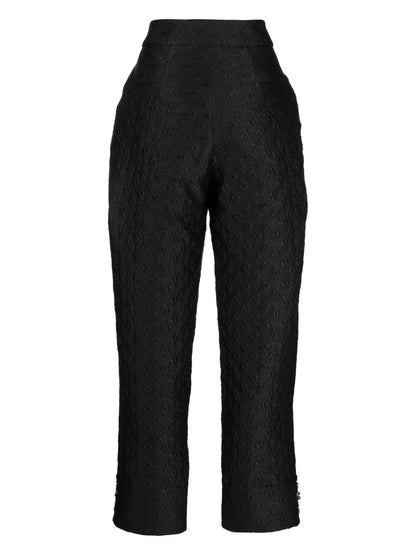 Embroidered-Pearl Cropped Trousers