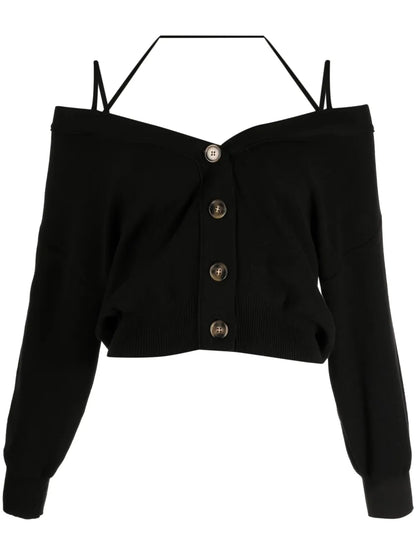 Cut-Out Detail Knitted Cardigan