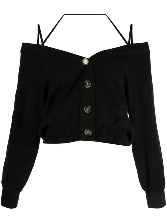 Cut-Out Detail Knitted Cardigan