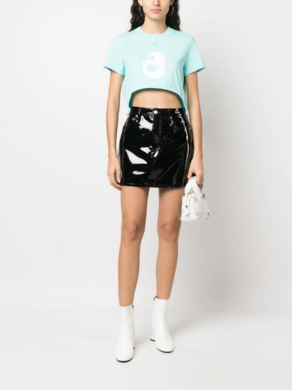 Suspenders-Effect Cropped T-Shirt