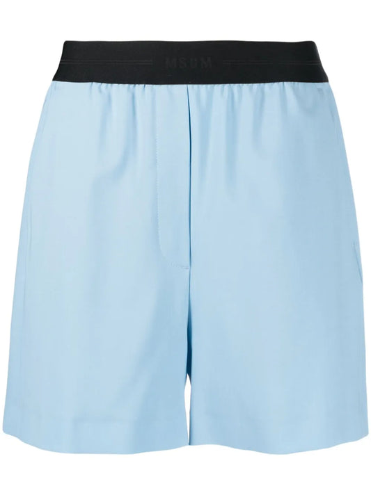 Stretch-Wool Logo-Waistband Shorts