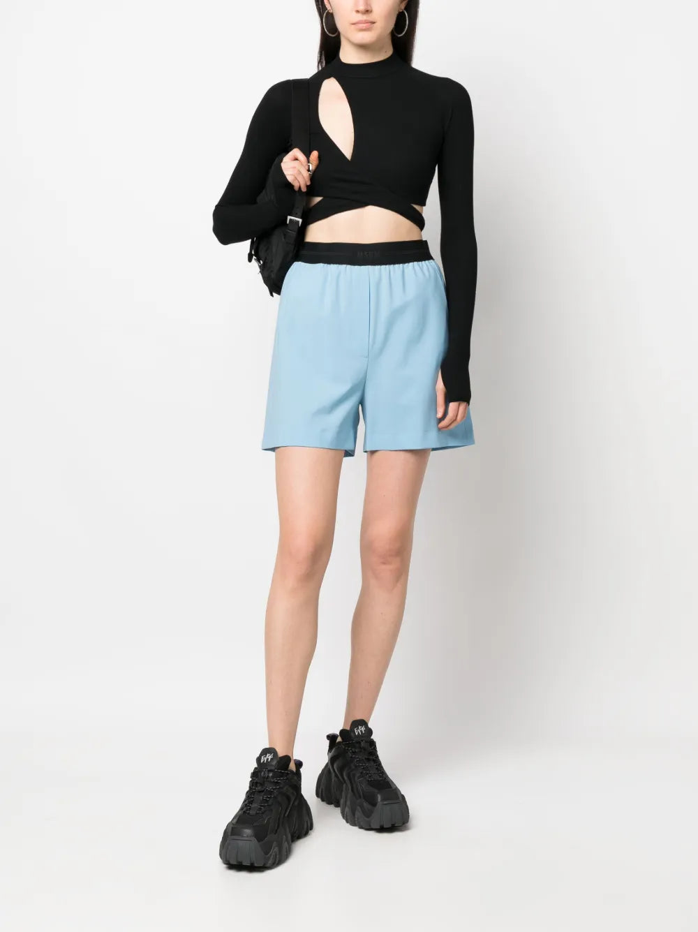 Stretch-Wool Logo-Waistband Shorts
