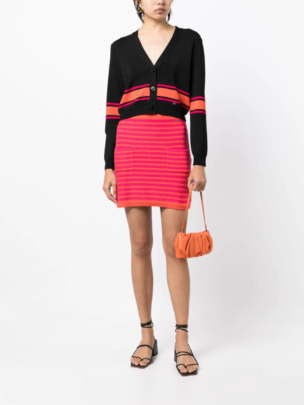 Striped Knitted Short Skirt