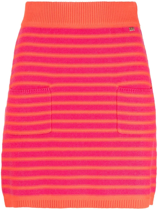 Striped Knitted Short Skirt