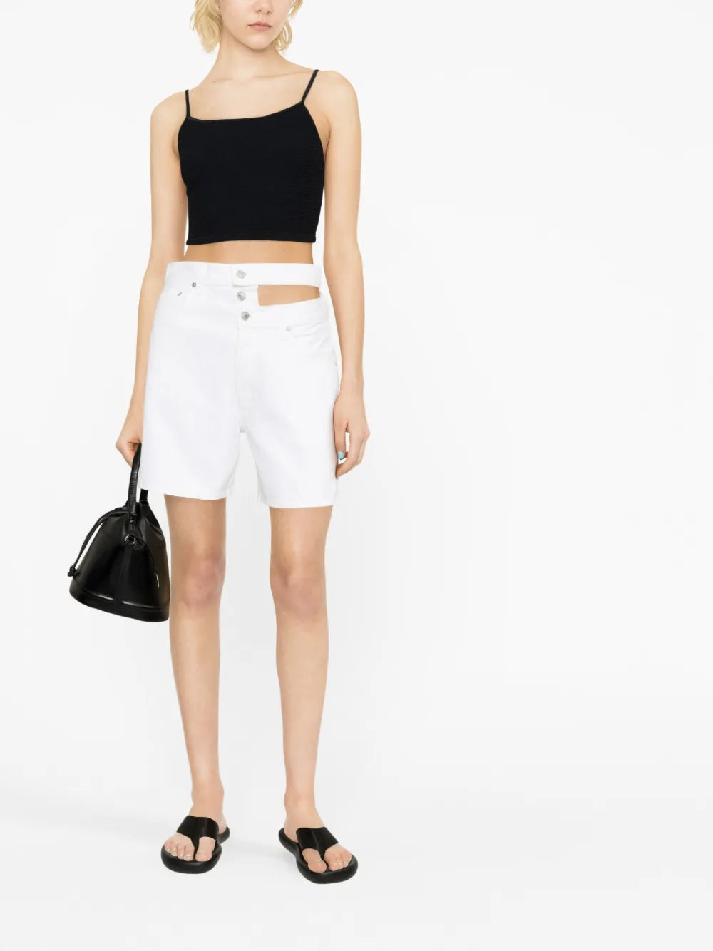 Cut-Out Denim Shorts