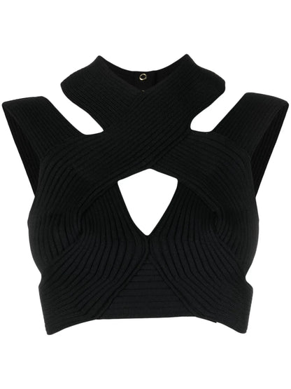 Cut-Out Ribbed Cropped Top