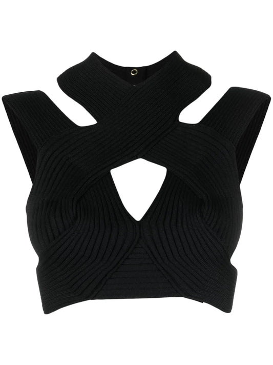 Cut-Out Ribbed Cropped Top