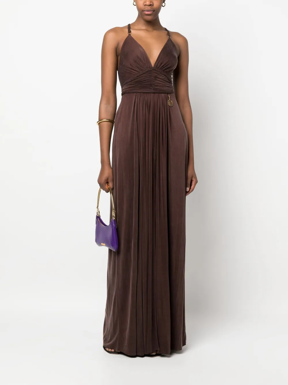 V-Neck Pleated Gown